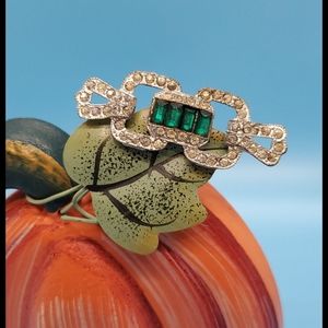 VINTAGE Green & clear rhinestones•art deco